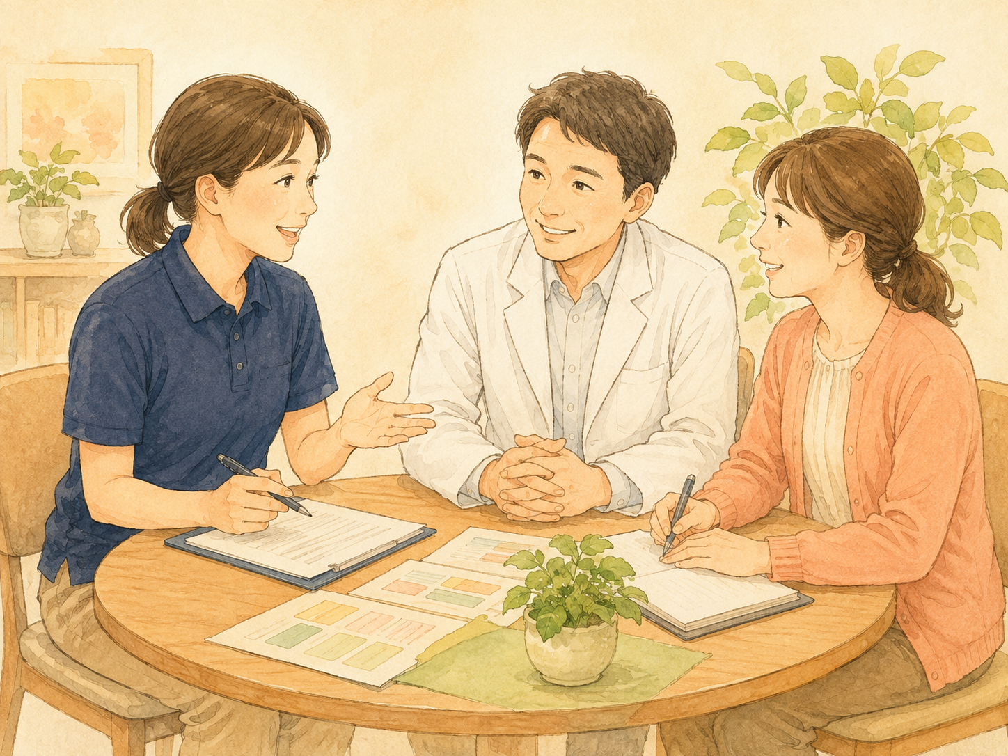医療・福祉の支援者が連携する様子